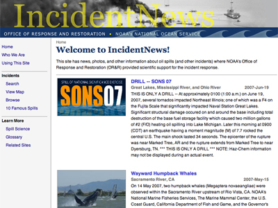 Image of Incident News home page.