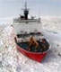 U.S. Coast Guard Cutter Healy cutting through ice in the Arctic Ocean, Aug. 9, 2006. Coast Guard photo.