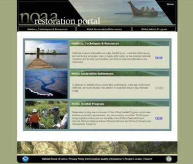 Homepage for the NOAA Restoration Portal