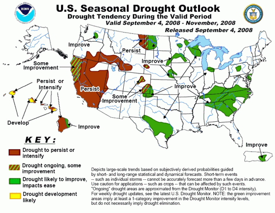 Current seasonal drought assessment, NOAA (click to enlarge)