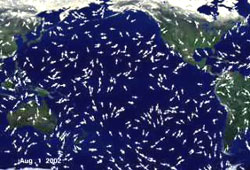 Forecasters in the western United States also benefit from QuikSCAT, since most West Coast weather originates as storms over the Pacific Ocean, where there are relatively few surface observations.