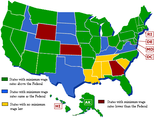 Minimum wage laws in the States, January 1, 2008