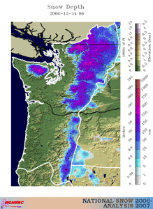 U.S. Pacific Northwest snow depth as of December 14, 2006