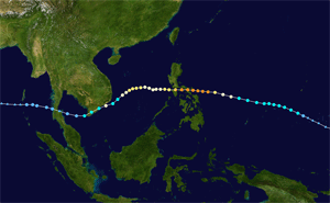 Track map of Typhoon Durian during November-December 2006