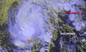 Satelite image of Typhoon Utor on December 11, 2006