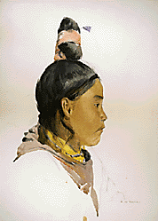 Watercolor sketch: 'Eskimo Girl'