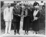 President Herbert Hoover presenting gold medal to Amelia Earhart