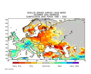 satellite derived surface wetness anomalies depicting drought in Finland