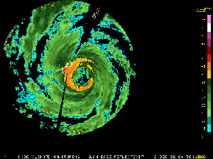 a radar animation from Guam as Typhoon Pongsona approached on December 8, 2002