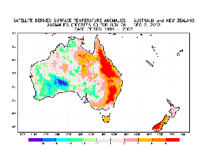 the satellite derived temperature anomalies across Australia during November 26-December 2, 2002