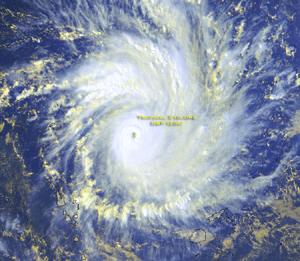 a satellite image Tropical Cyclone Zoe on December 27, 2002
