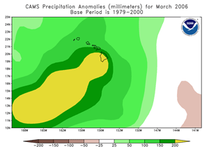 Rainfall anomaly estimates across Hawaii during March 2006