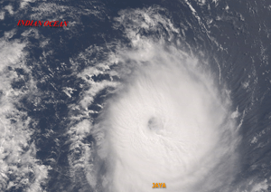 Satellite image of Tropical Cyclone Jaya on April 3, 2007