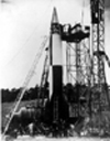 V-2 rocket on stand