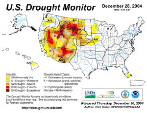 Click Here for the Drought Monitor depiction as of December 14, 2004