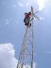 Stephane on antenna tower, Mali