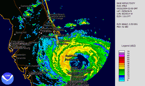 Radar animation of Hurricane Jeanne making landfall along the east coast of Florida on September 26, 2004