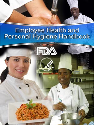 handbook cover
 showing retail kitchen scenes, including handwashing