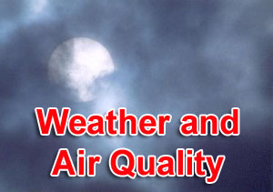 Weather and air quality graphic.