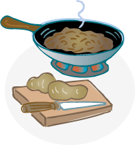 Illustration of beef and potatoes