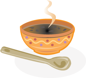 Illustration of a bowl and spoon