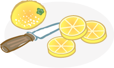 Illustration of lemons and a knife