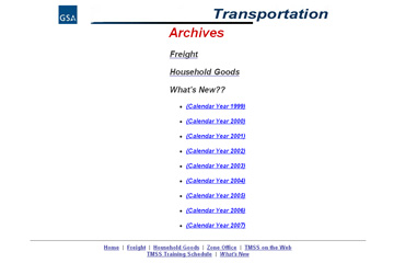 screenshot of transportation archives page