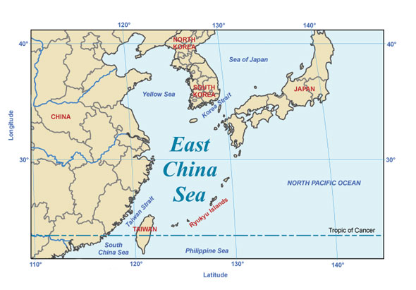 map of the East China Sea
