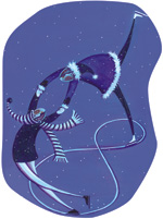 illustration: two ice skaters skating a figure eight