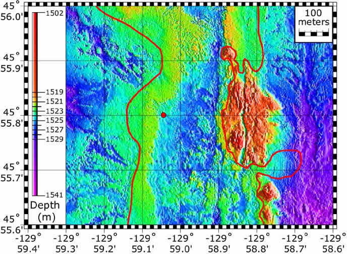 color bathymetric map of rumbleometer site