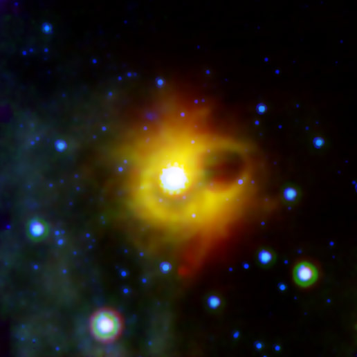 ghostly ring extending seven light-years across around the corpse of a massive star