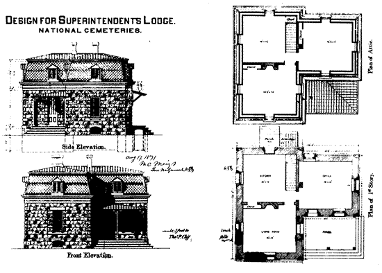 Meigs lodges consist of 6 rooms of equal size, three on each floor.