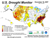 U.S. Drought Monitor - December 18, 2007.