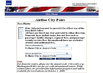 Image of Airline City Pairs Application Homepage