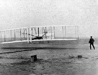 Photo of the first flight of the Wright 1903 Flyer