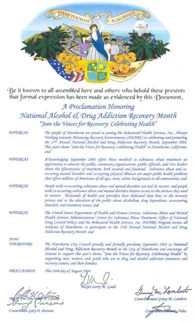 Proclamation for Hawthorne, California