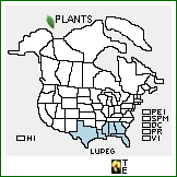 Distribution of Lupinus perennis L. ssp. gracilis (Nutt.) D. Dunn. . 