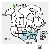 Distribution of Celtis laevigata Willd. var. laevigata. . 