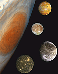 [Montage of Jupiter and the Galilean Satellites]