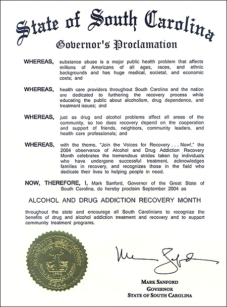 Proclamation for the State of South Carolina