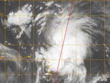 Cloudsat image of Hanna on August 30, 2008