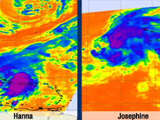 Tropical Storm Hanna, left, and Josephine