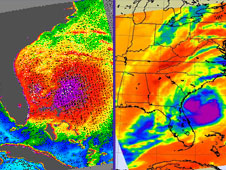 two views of Hurricane Hanna