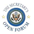 seal of the Open Forum, the great seal encircled by words The Secretarys Open Forum 