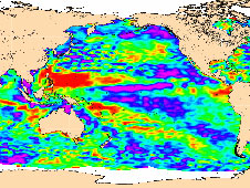map of sea-level anomalies from July 4 to July 14, 2008