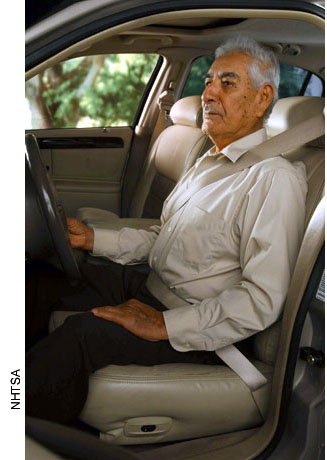 The final objective in AASHTO's older driver guide is to reduce injuries after a crash occurs, and the best way to do that is to buckle up, as this older driver has done.