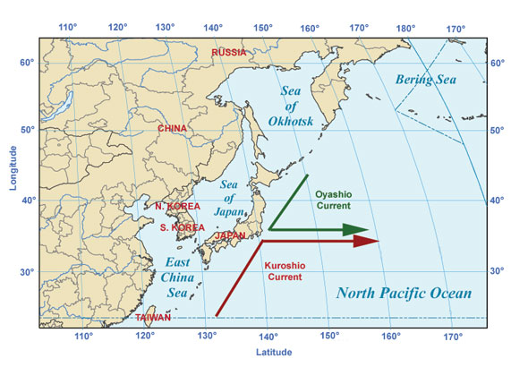 map of the Kuroshio/Oyashio Currents Zone
