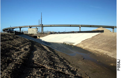 Once construction is complete, new outfalls like the one shown here for an overpass on the Westpark Tollway outside of Houston can readily be incorporated into TxDOT's OTS.