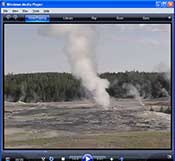 video webcam image of Old Faithful Geyser erupting