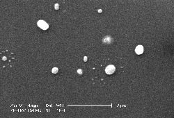 Preliminary screening and analysis of images from the time-resolved aerosol collector indicate particles laden with carbon and sulfur. These data were obtained on April 8, 2008. Image courtesy of Alexander Laskin, PNNL.
